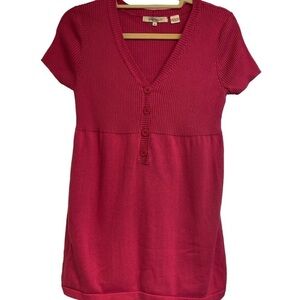 Wainscott tunic sweater 4 buttons on front short sleeve V-neckline size small